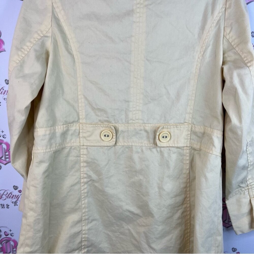 Pbi jacket coat pastel light Yellow Trench Coat button up floral interior - Picture 14 of 15